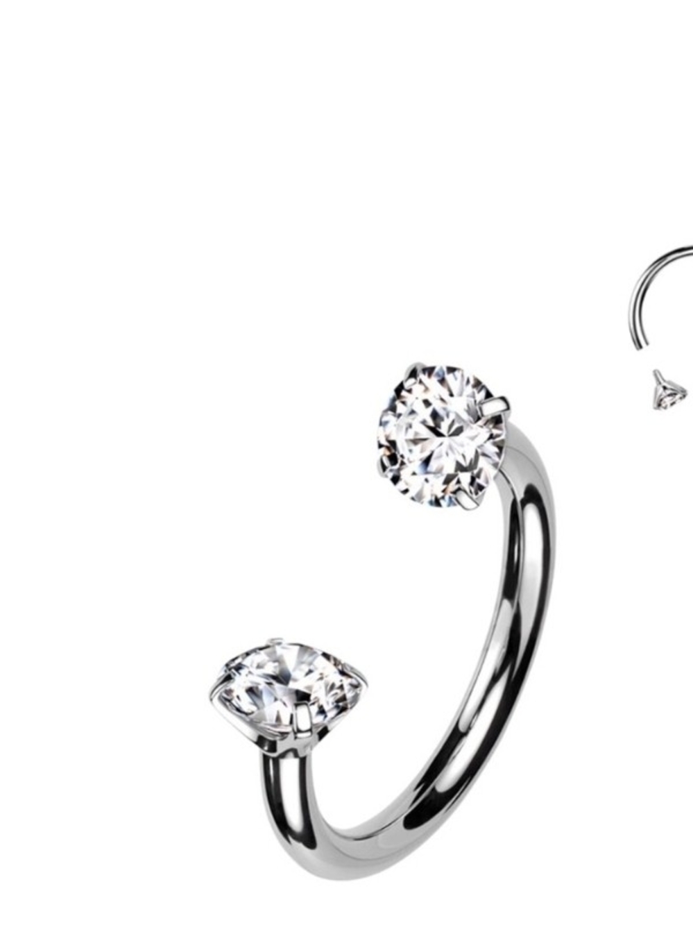 Open-Ended Silver Ring with Clear Stones
